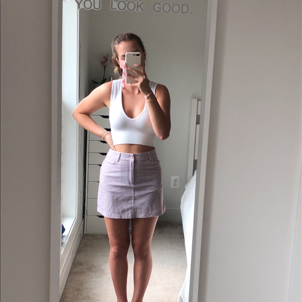 like new pink and white pinstripe mini skirt